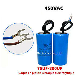 Condensateur de démarrage avec coque en plastique, cellule électrolytique, CD60, 450V, 450ylique, 150UF