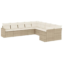 Maison Chic Salon de jardin avec coussins 10 pcs | Ensemble de Table et chaises | Mobilier d'Extérieur beige résine tressée -GKD68110