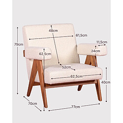 Nest Dream Fauteuil rustique en bois de teck massif et recouvert de bouclé - Compass pas cher