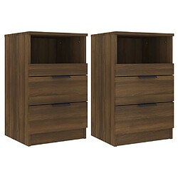 vidaXL Tables de chevet 2 pcs Chêne marron Bois d'ingénierie