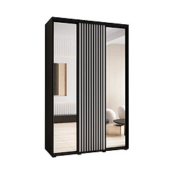 Abiks Meble Armoire SAPPORO 2 À Portes Coulissantes 205,2/160/45 3 Portes (Noir/Blanc)