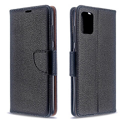 Wewoo Housse Coque Pour Galaxy A51 Litchi Texture Pure Color Horizontal Flip PU en cuir avec support et fentes cartes et portefeuille et lanière noir