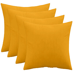 ICONIK INTERIOR Lot de 4 coussins en velours - housse et garnissage - Mesmal Jaune