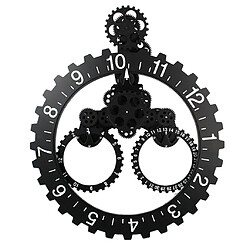 3D Bricolage Moderne Grand Mur Art Rotary Gear Clock Mécanique Calendrier Noir pas cher