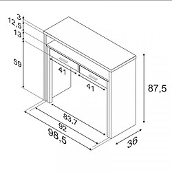 Dansmamaison Console bureau extensible Blanc/Béton clair - NIAL pas cher