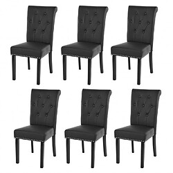 Decoshop26 Lot de 6 chaises de salle à manger design noir pieds foncés CDS04210