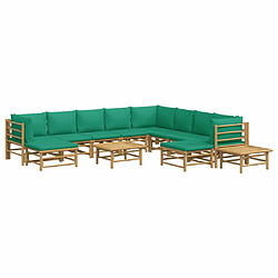 Avis Maison Chic Salon de jardin 12pcs + coussins - Mobilier/Meubles de jardin - Table et chaises d'extérieur vert bambou -MN23430