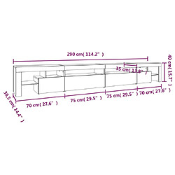 vidaXL Meuble TV avec lumières LED Sonoma gris 290x36,5x40 cm pas cher