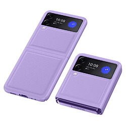 Coque en TPU + cuir véritable anti-rayures, hybride violet pour votre Samsung Galaxy Z Flip3 5G