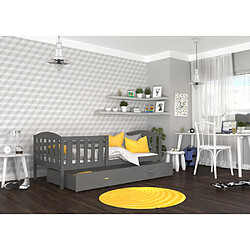 Kids Literie Lit Enfant Cleo 90x190 ( Sans Matelas ) Gris - gris Livré avec le sommiers et tiroir.