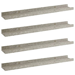 vidaXL Étagères murales 4 pcs Gris béton 60x9x3 cm