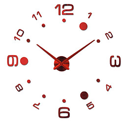 moderne diy grande horloge murale grande montre 3d miroir quartz analogique horloge rouge