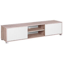 Beliani Meuble TV LINCOLN Marron/blanc