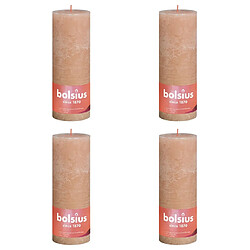 Bolsius Bougies pilier rustiques Shine 4 pcs 190x68 mm Rose brumeux