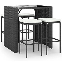 Maison Chic Ensemble de bar de jardin 5 pcs et coussins,Table + chaises + coussins d'extérieur noir poly rotin -GKD412685