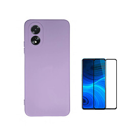 Kit de film en verre trempé de la couverture de 5D + couvercle de silicone liquide Phonecare pour Oppo A38 4G - Violet