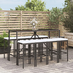 Maison Chic Ensemble de bar de jardin 9 pcs et coussins,Table + chaises + coussins d'extérieur noir poly rotin -GKD726440