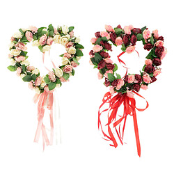 Coeur soie artificielle rose fleur couronne guirlande de mariage décoration rose