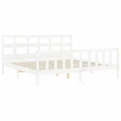 Maison Chic Lit adulte - Cadre Structure de lit avec tête de lit Contemporain blanc 200x200 cm bois massif -MN43002 pas cher