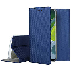 Htdmobiles Housse pour Motorola Moto E13 - etui coque pochette portefeuille + film ecran - BLEU MAGNET