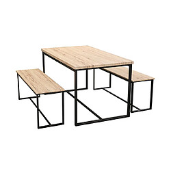 Avis Urban Living Table à manger et ses 2 bancs Dock - H. 75 cm - Beige et Noir