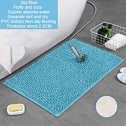 LUUCOZK Tapis de bain antidérapants, absorbants, à séchage rapide, décoration de salle de bain, AA8772, bleu ciel-40X60CM