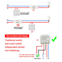 Module De Commutateur De Lumière De Relais WiFi Intelligent 90-264V APP Contrôle DIY EW pas cher