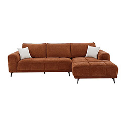 Vente-Unique Canapé d'angle droit en tissu texturé terracotta KIPAMBA