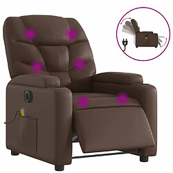 Maison Chic Fauteuil Relax pour salon, Fauteuil de massage inclinable électrique marron similicuir -GKD15927