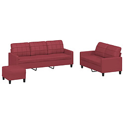 vidaXL Ensemble de canapés 3 pcs et coussins Rouge bordeaux Similicuir