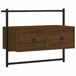 Maison Chic Meuble TV scandinave mural Banc TV suspendu pour salon - chêne marron 60,5x30x51 cm bois d'ingénierie -MN79736