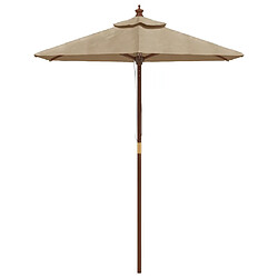 Helloshop26 Parasol de jardin avec mât en bois 196 x 231 cm taupe 02_0008357