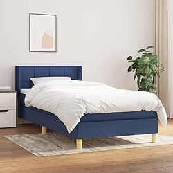 Maison Chic Structures de lit + matelas,Lit à sommier tapissier avec matelas Bleu 90x190 cm Tissu -MN83951