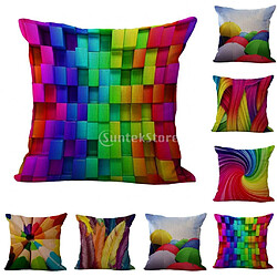 Tissé Imprimé Grille Oreiller Coton Lin Throw Cas Rainbow Housse De Coussin Décor pas cher