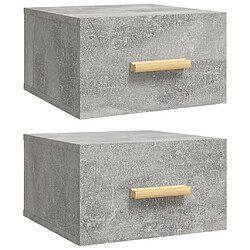 vidaXL Tables de chevet murales 2 pcs gris béton 35x35x20 cm