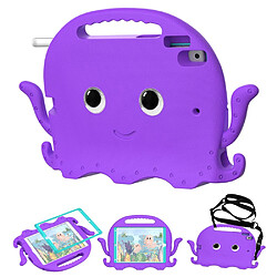 Coque en TPU pieuvre mignonne, eva, shockproof avec bandoulière et fente pour stylo violet pour votre iPad Pro 10.5-pouces (2017)/Air 10.5 pouces (2019)/10.2 (2020)/(2019)/(2021)