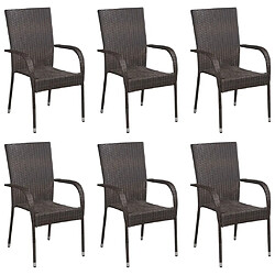 vidaXL Chaises empilables d'extérieur lot de 6 Résine tressée Marron 