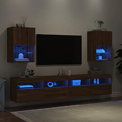 Avis vidaXL Meubles TV avec lumières LED 2 pcs chêne marron 40,5x30x60 cm