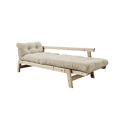 Avis Inside 75 Banquette convertible futon STEP pin massif coloris beige couchage 70x200 cm.