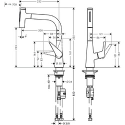 Hansgrohe Mitigeur de cuisine avec douchette extractible aspect acier inox - 72824800