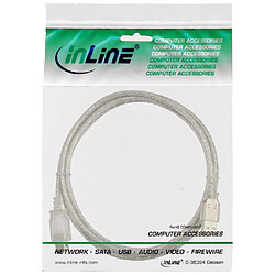 Câble de rallonge InLine® USB 2.0 de type A mâle à femelle transparent, 0,5 m