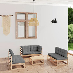 vidaXL Salon de jardin 7 pcs avec coussins Bois de pin massif