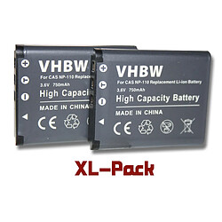 vhbw 2x Batteries remplacement pour Casio NP-110 pour appareil photo, reflex numérique (750mAh, 3,6V, Li-ion)