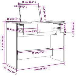 vidaXL Coiffeuse avec miroir sonoma gris 100x45x76 cm pas cher