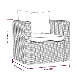 vidaXL Fauteuil avec coussins Résine tressée Noir pas cher