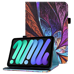 Etui en PU avec support et porte-cartes fleur colorée pour votre Apple iPad mini (2021)