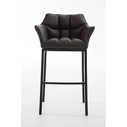 Decoshop26 Tabouret de bar chaise haute de comptoir couture carrées assise en PVC marron 4 pieds stables en métal noir 10_0004686