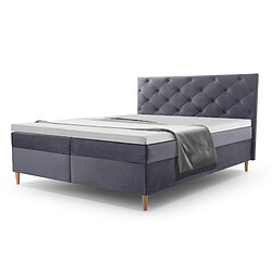 Bestmobilier Louis - lit boxspring - 180x200 - en velours - coffres et surmatelas inclus pas cher