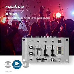 NEDIS TABLE DE MIXAGE 5 Canaux *Crossfaders + Casque SONO Fonction Talkover Aluminium Argent / Noir