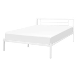 Beliani Lit double en métal blanc 140 x 200 cm CUSSET